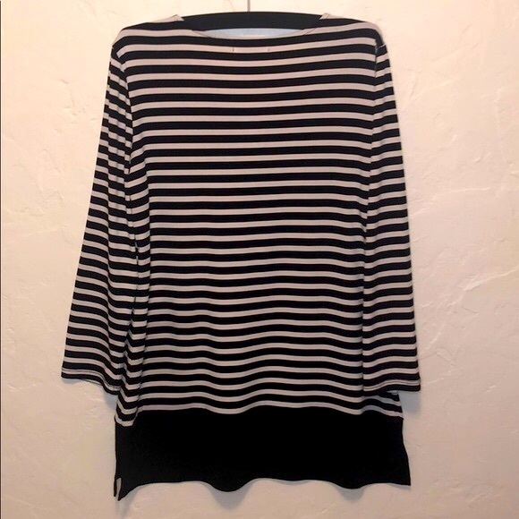 Calvin Klein Black and White Striped Top Medium - Picture 6 of 6